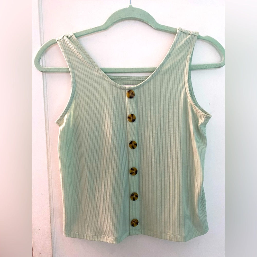 Teal Girls Tank Top with buttons on the front